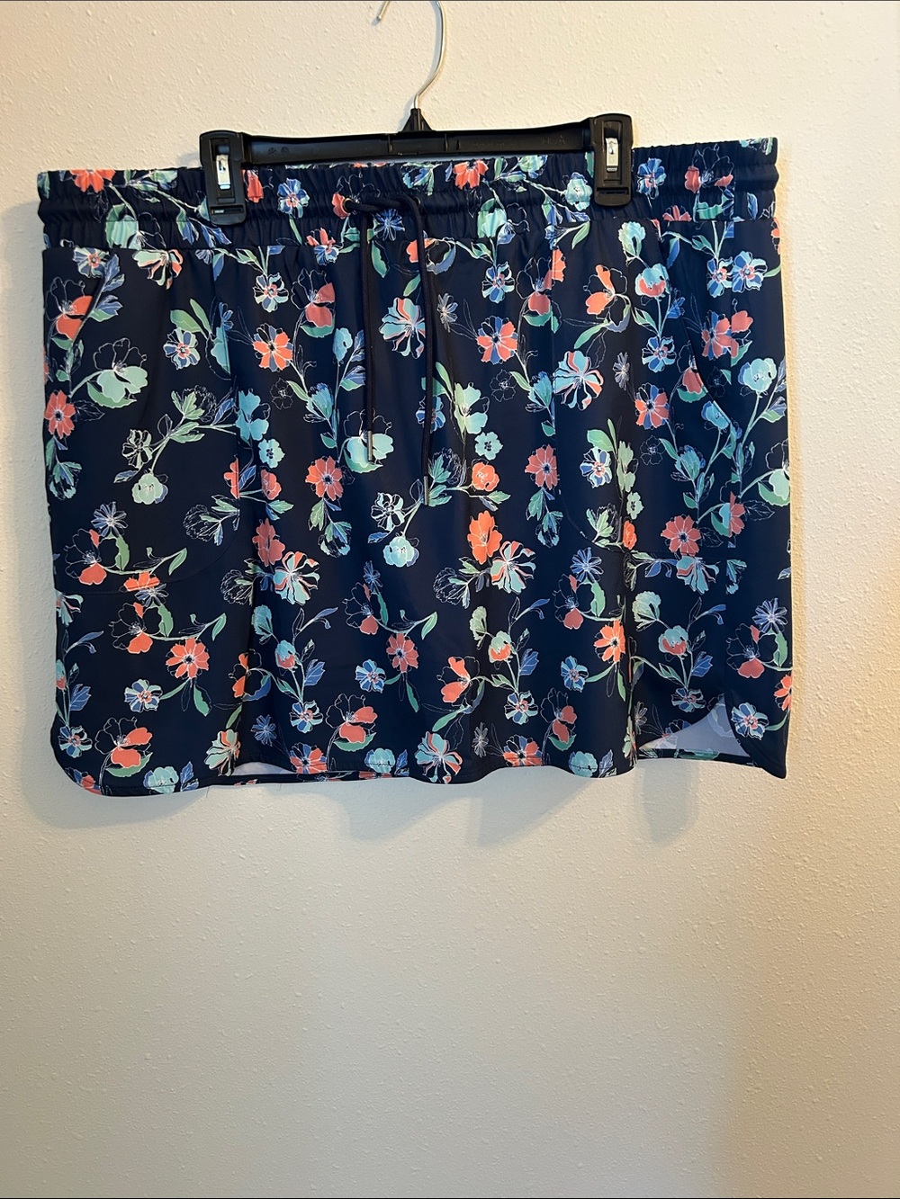 St. John's Bay Navy Floral Drawstring Mini Skort